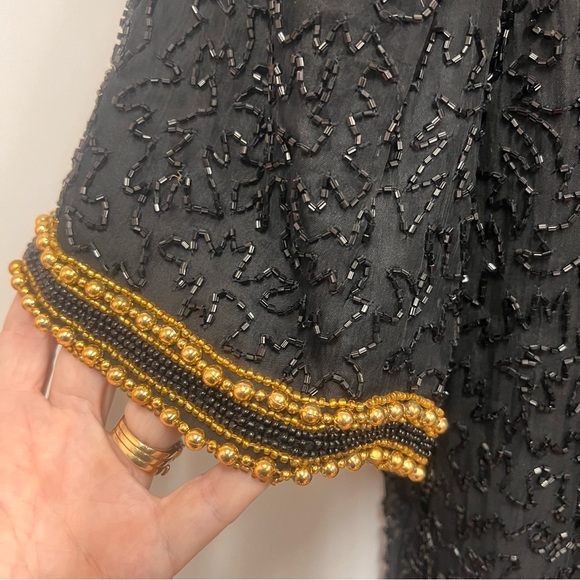 Stenay Stunning 1980s Vintage Beaded 100% Silk Top with Back Zipper size PL - Picture 4 of 13